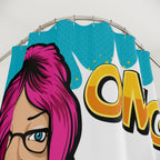 Pop Art "OMG" Surprised Woman Shower Curtain Gift: Comic Book Chic for Expressive Homes