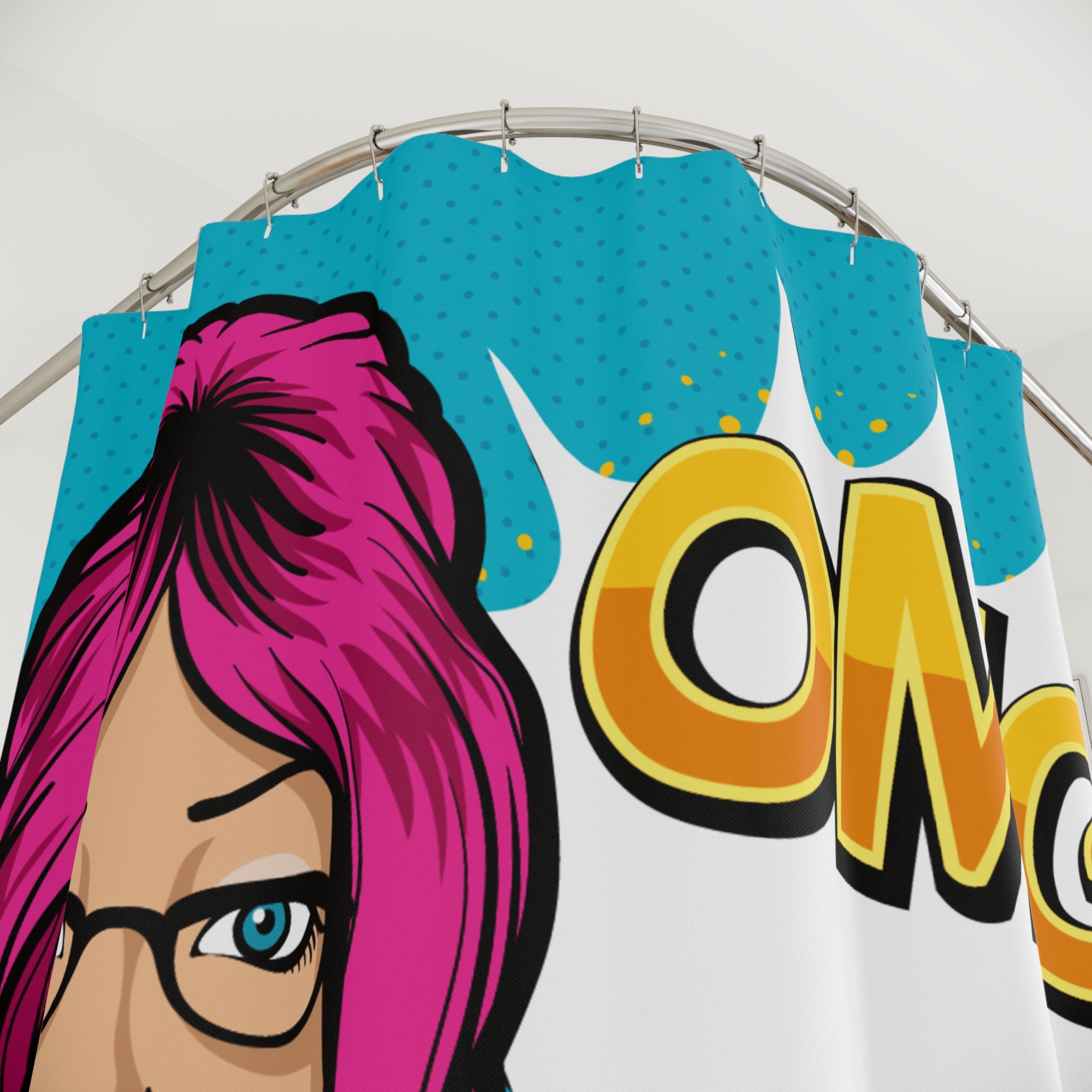 Pop Art "OMG" Surprised Woman Shower Curtain Gift: Comic Book Chic for Expressive Homes