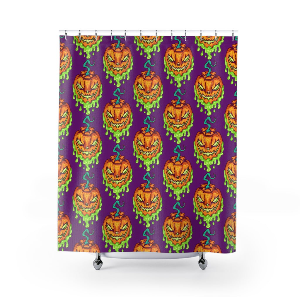 Spooky Melting Jack-O'-Lantern Pattern Shower Curtain Gift: Horror Punk for Halloween Homes
