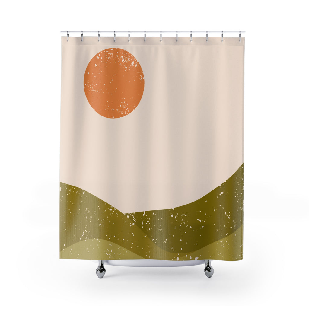 Abstract Boho Desert Sunset Shower Curtain Gift: Serene Horizons for Earthy Homes