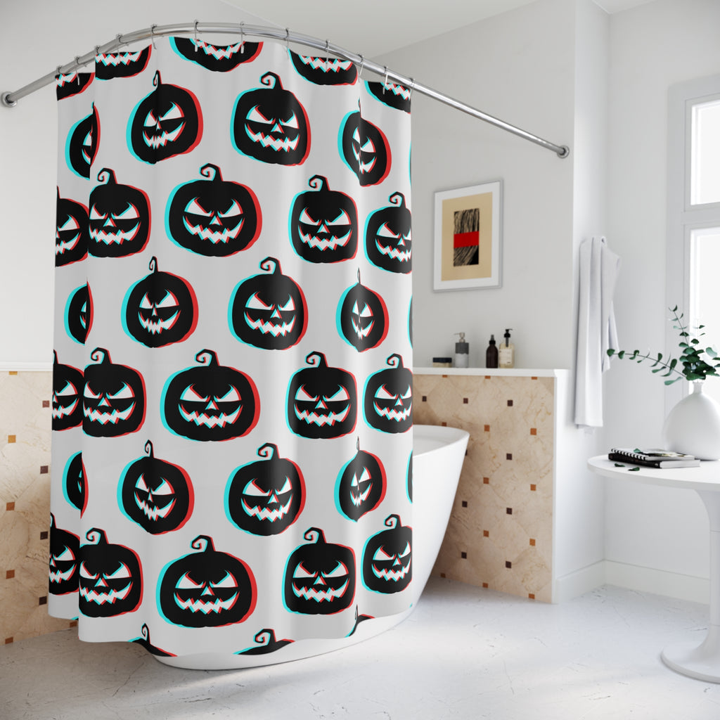 3D Anaglyph Jack-O'-Lantern Pattern Shower Curtain Gift: Retro Spooky for Unique Homes