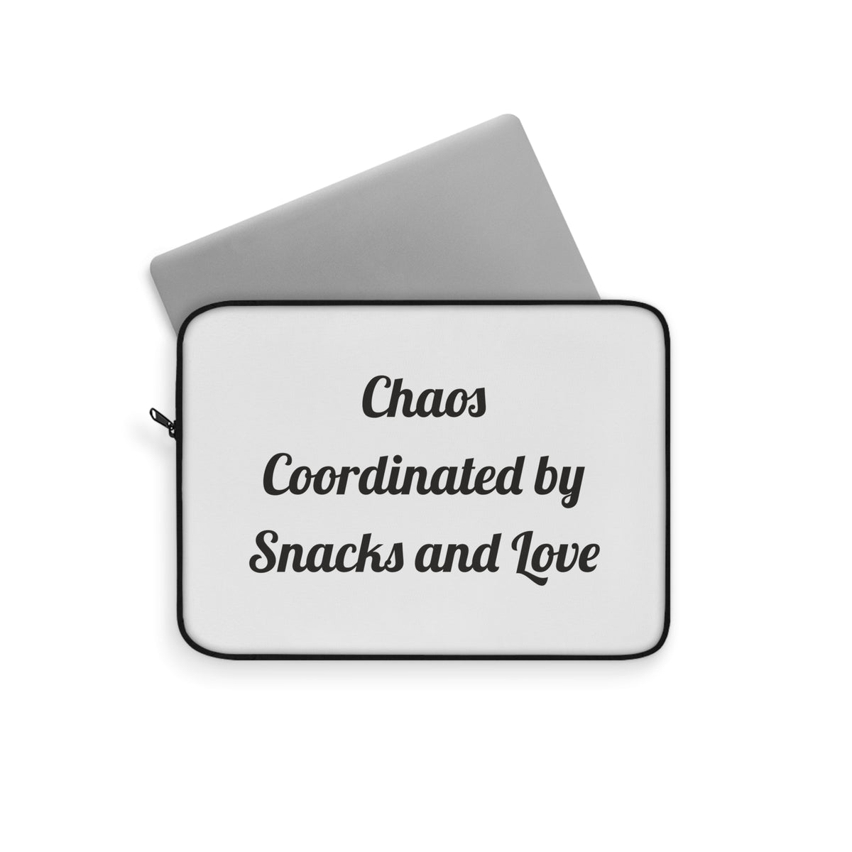 Chaos Coordinated by Snacks and Love Padded for Workday Carry laptop sleeve – original NewGiftDay design, view 2