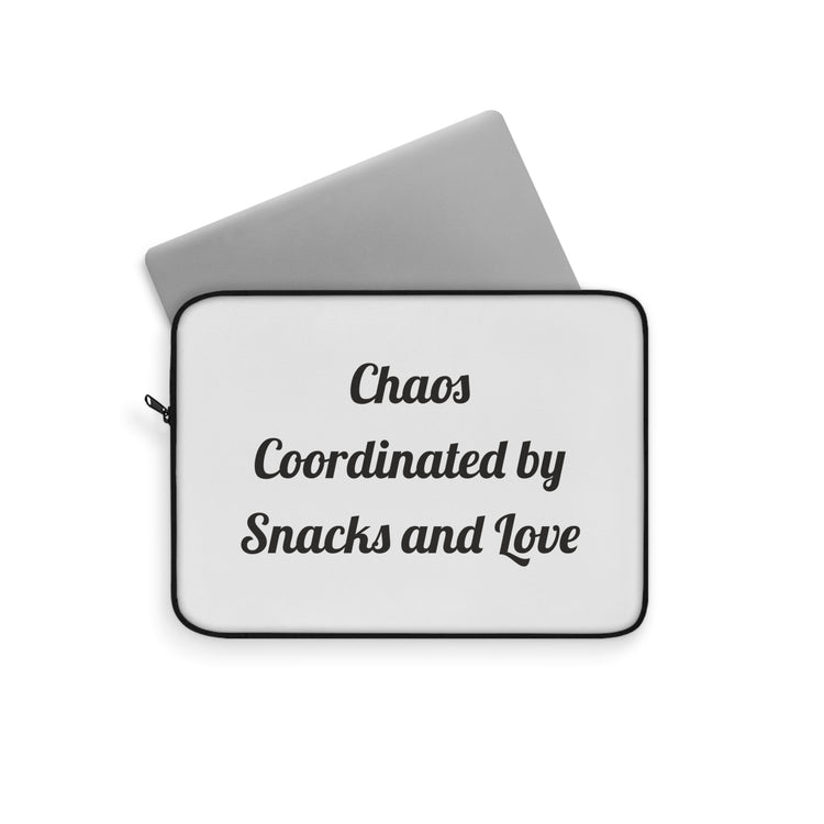 Chaos Coordinated by Snacks and Love Padded for Workday Carry laptop sleeve – original NewGiftDay design, view 2