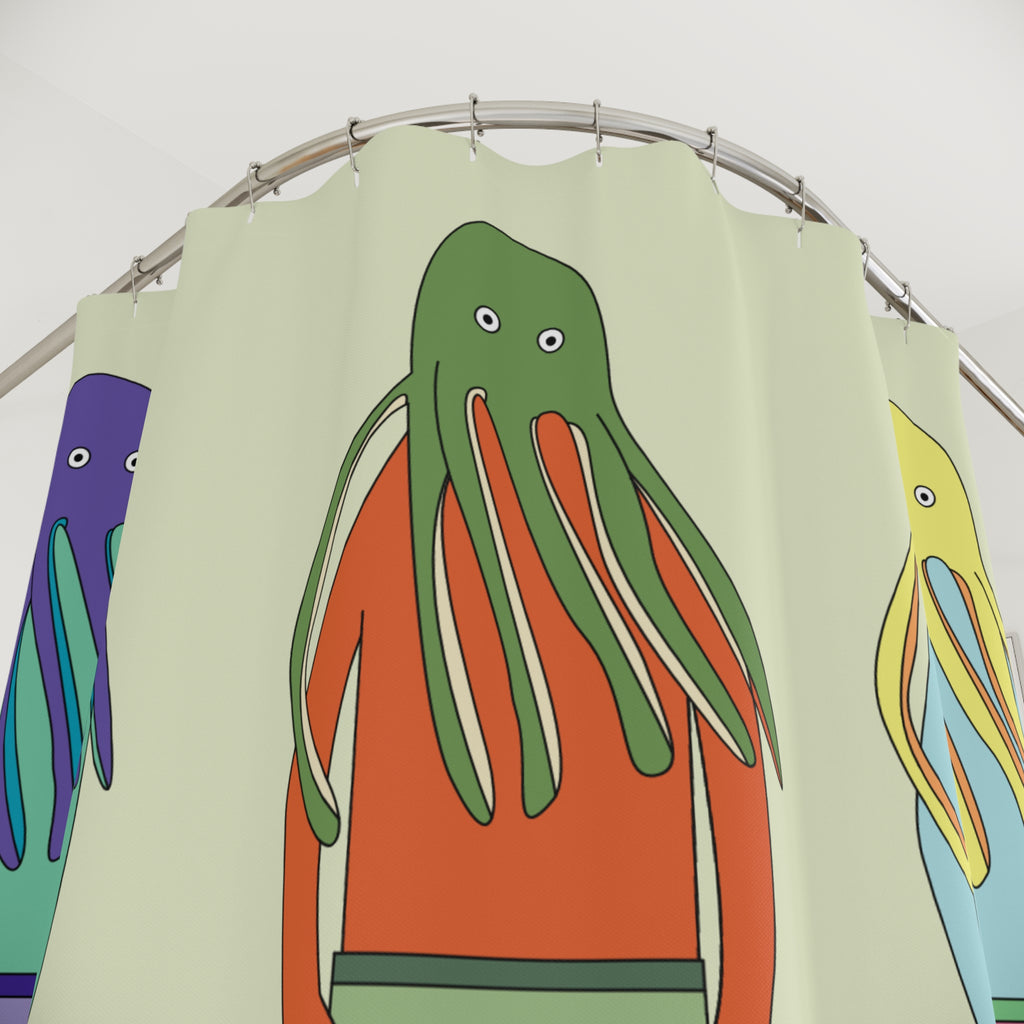 Quirky Octopus Swimmer Trio Shower Curtain Gift: Whimsical Ocean Art for Playful Homes