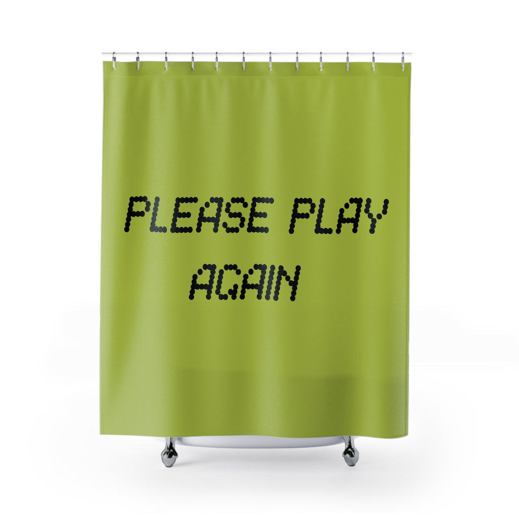 "Please Play Again" Slogan Shower Curtain Gift: Retro Gaming Fun for Nostalgic Homes