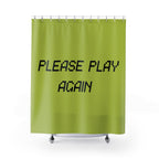 "Please Play Again" Slogan Shower Curtain Gift: Retro Gaming Fun for Nostalgic Homes