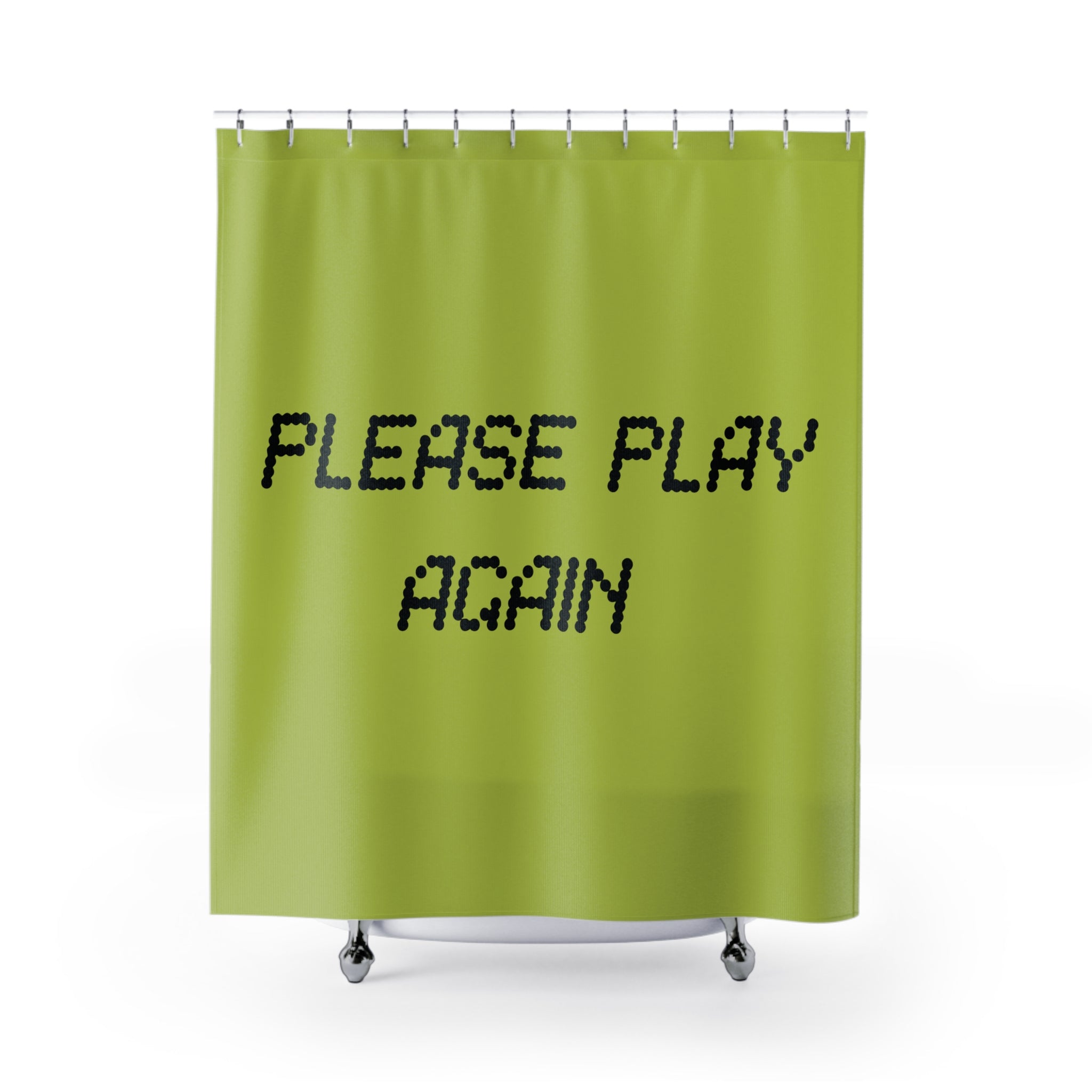 "Please Play Again" Slogan Shower Curtain Gift: Retro Gaming Fun for Nostalgic Homes