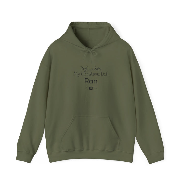 Bigfoot Christmas List™ Hooded sweatshirt in military-green – original NewGiftDay design
