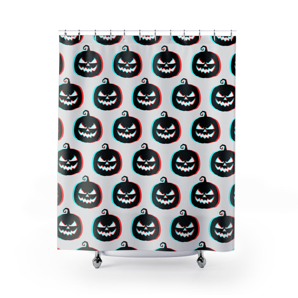 3D Anaglyph Jack-O'-Lantern Pattern Shower Curtain Gift: Retro Spooky for Unique Homes