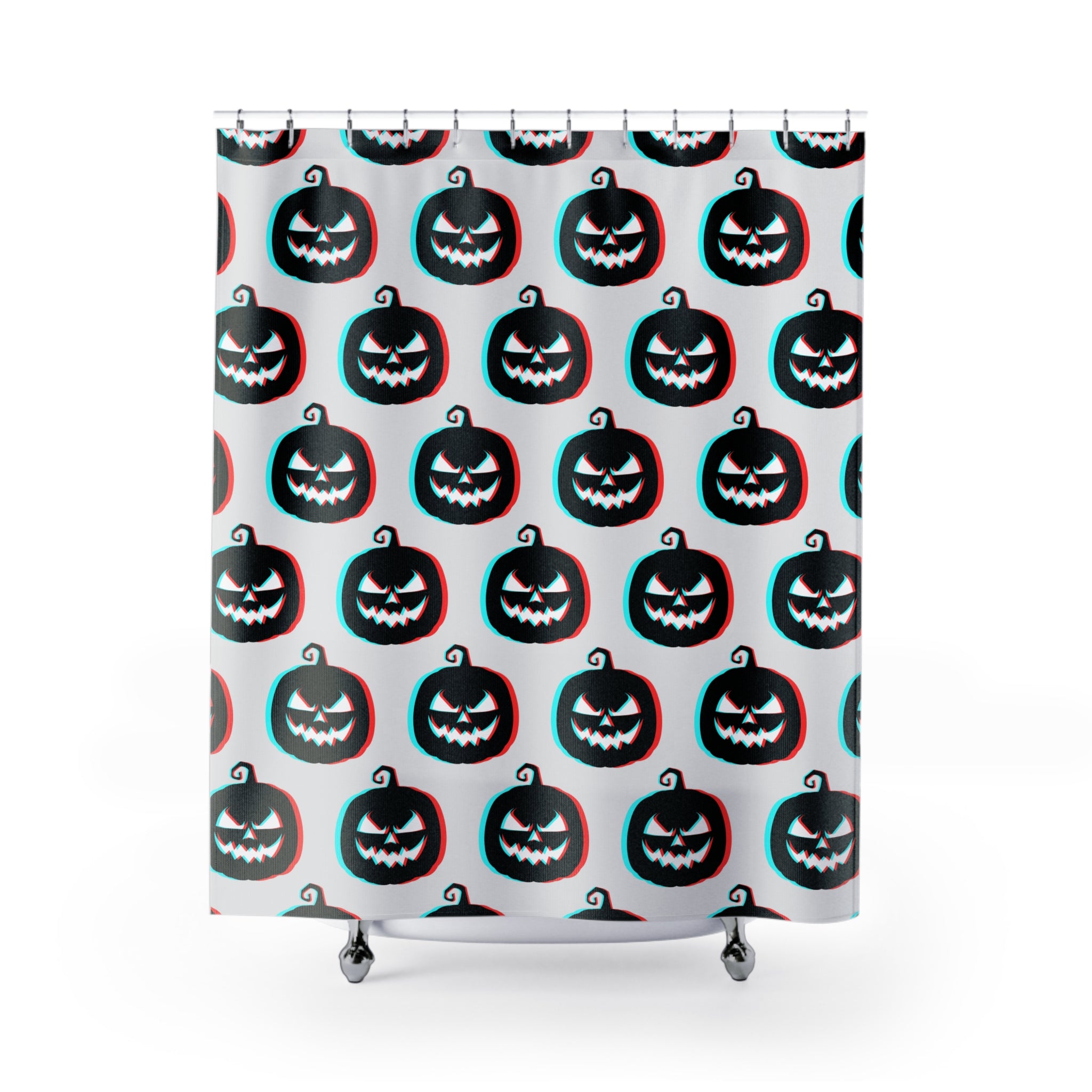 3D Anaglyph Jack-O'-Lantern Pattern Shower Curtain Gift: Retro Spooky for Unique Homes