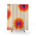 Retro Layered Floral Shower Curtain Gift: 70s Sunset Vibe for Bold Bathrooms