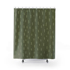 Olive Green Dash Print Shower Curtain Gift: Organic Serenity for Earthy Homes