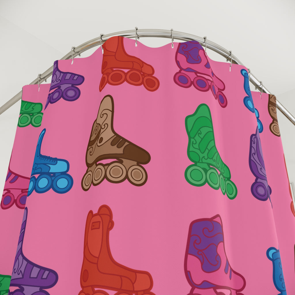 Multi-Color Roller Skate Pattern Shower Curtain Gift: Retro Pop for Playful Homes