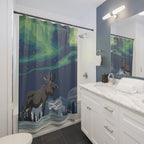 Enchanting Northern Lights Moose Shower Curtain