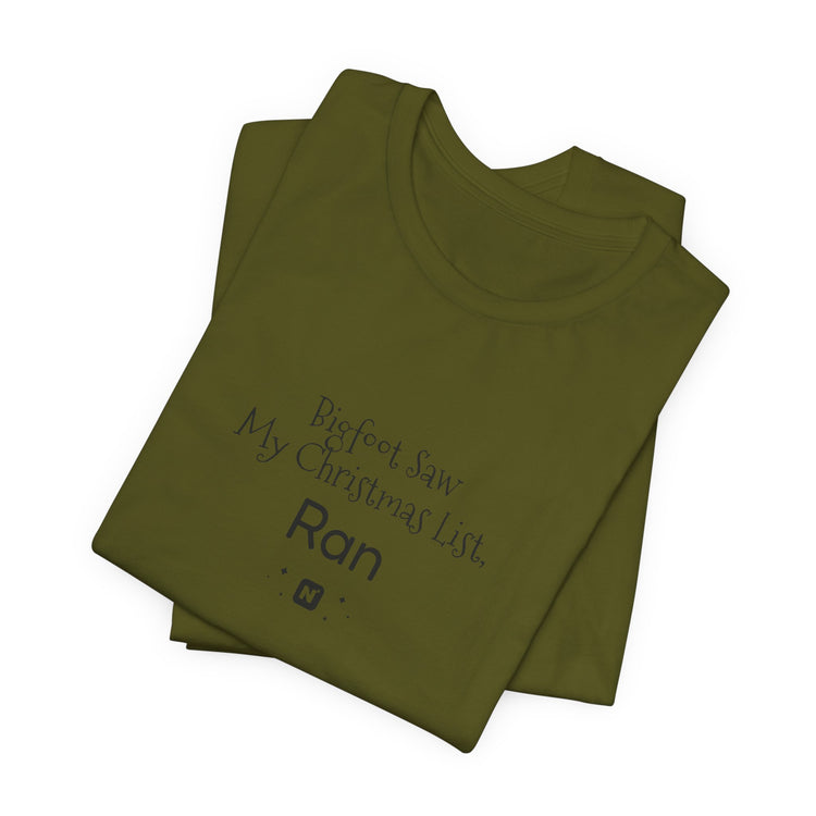 Bigfoot Christmas List T-shirt in aqua – original NewGiftDay design