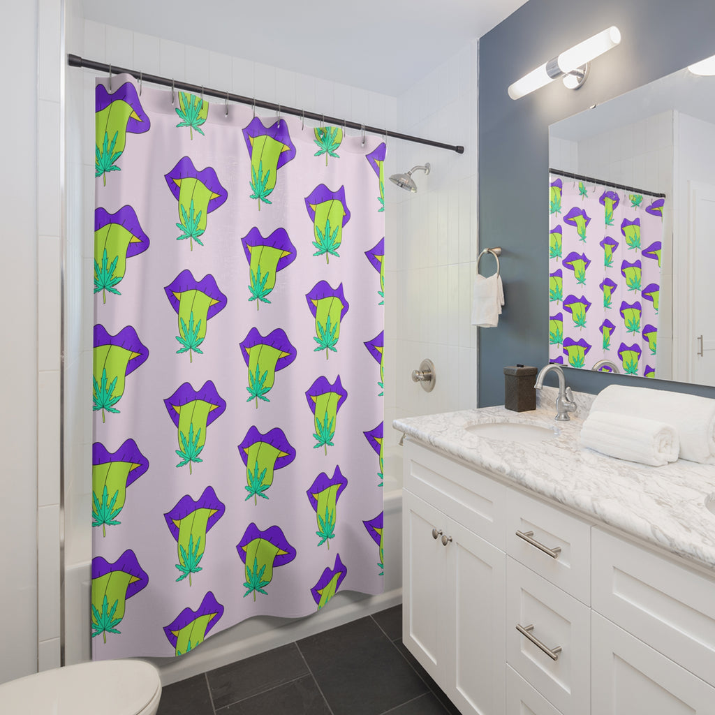 Quirky Purple Lips & Maple Leaf Shower Curtain Gift: Playful Pop Art for Bold Homes