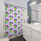 Quirky Purple Lips & Maple Leaf Shower Curtain Gift: Playful Pop Art for Bold Homes
