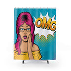 Pop Art "OMG" Surprised Woman Shower Curtain Gift: Comic Book Chic for Expressive Homes
