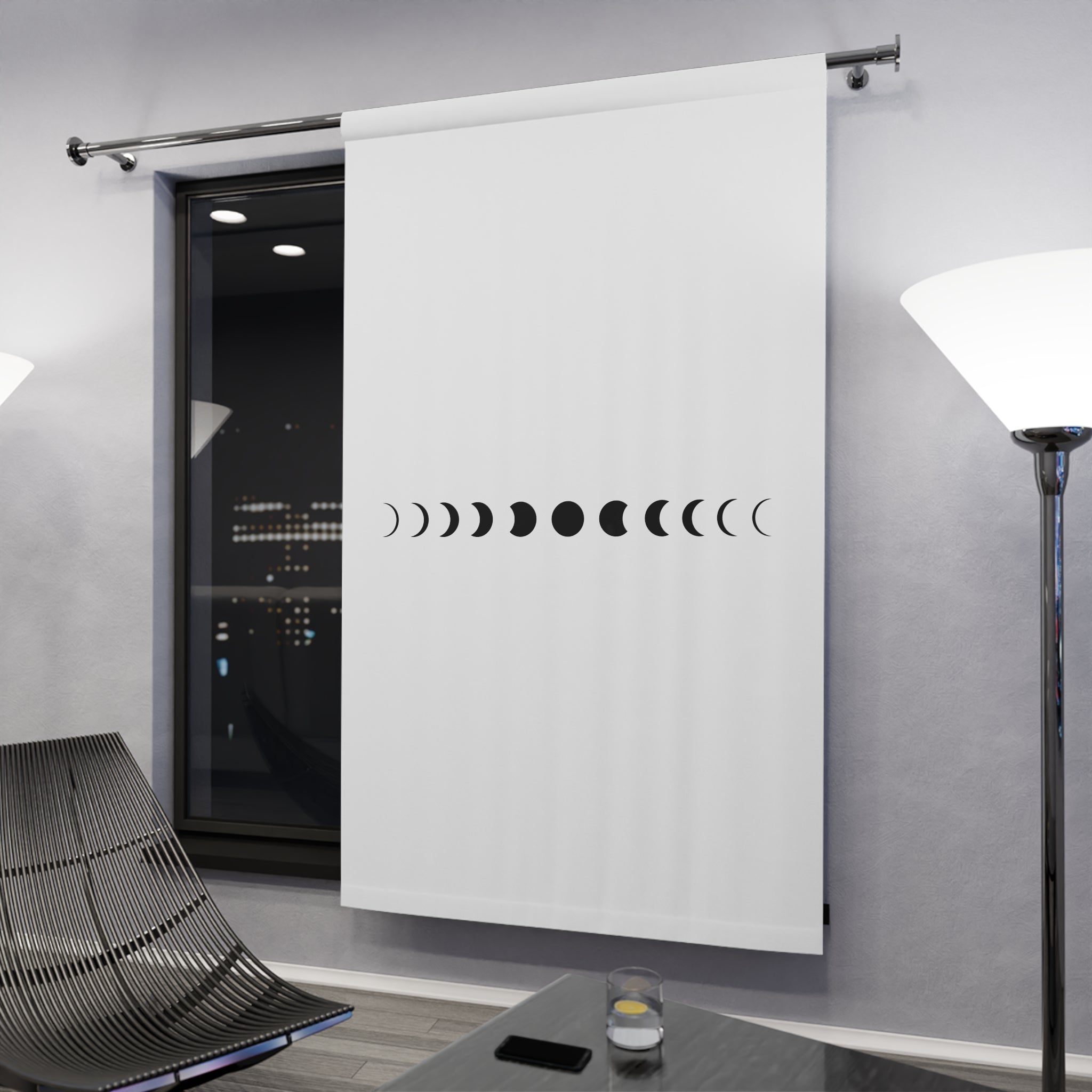 Celestial Moon Phases Off White Blackout Window Curtain