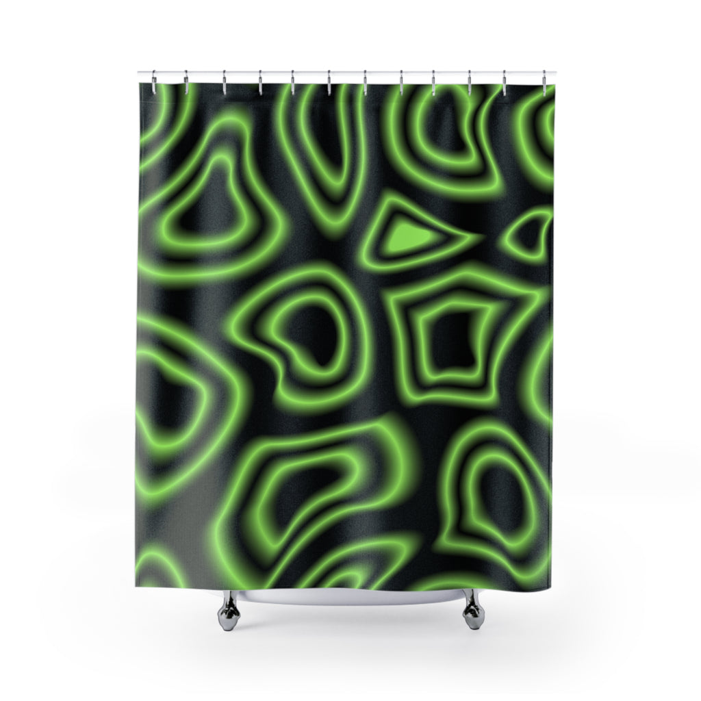 Neon Green Aura Abstract Shower Curtain Gift: Electric Style for Futuristic Homes