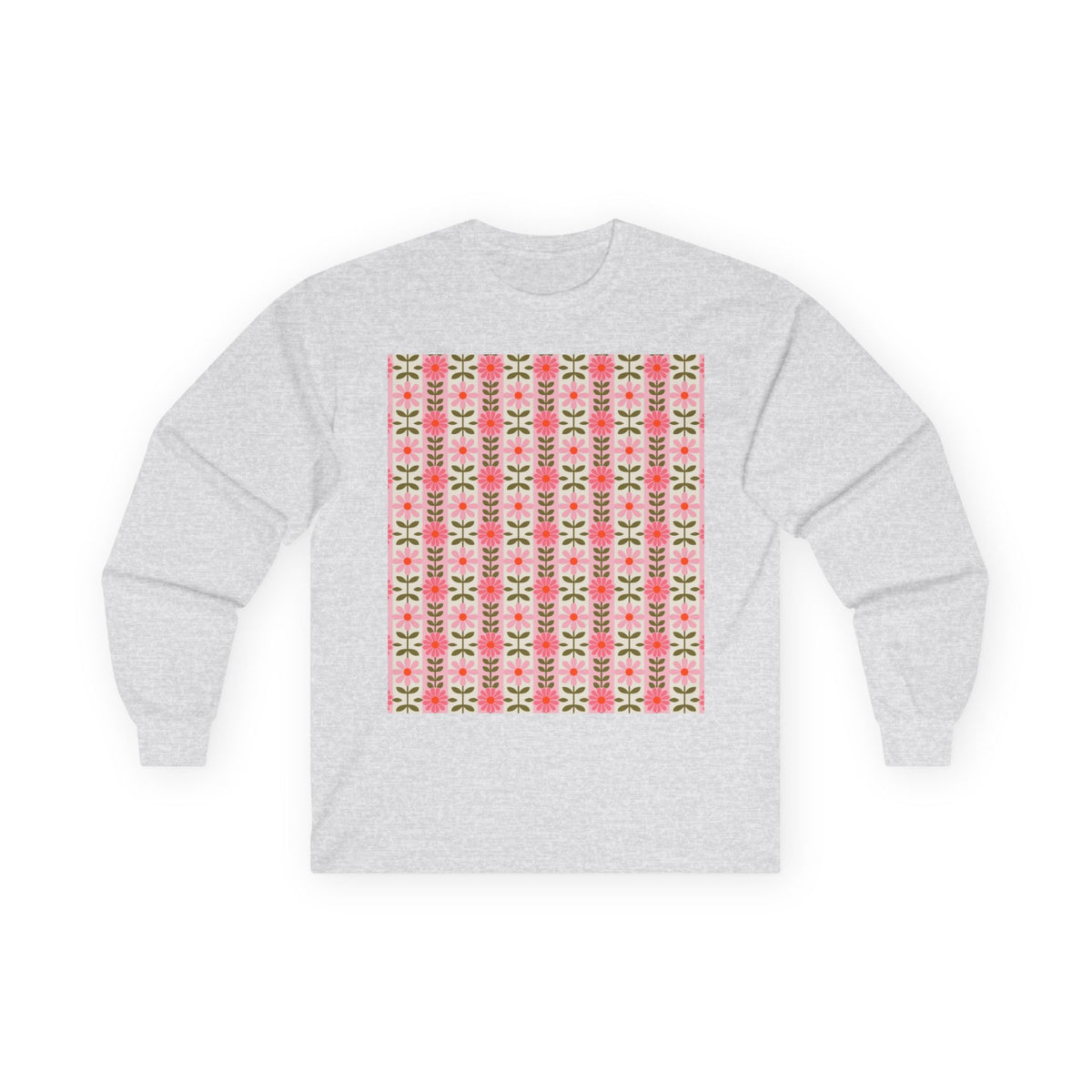 Retro Daisy Blooms long sleeve tee – original NewGiftDay design, view 2