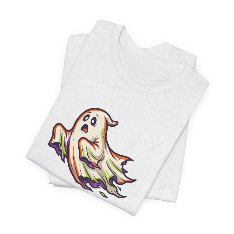 Wavy Ghost Glide Halloween T-shirt in ash – original NewGiftDay design