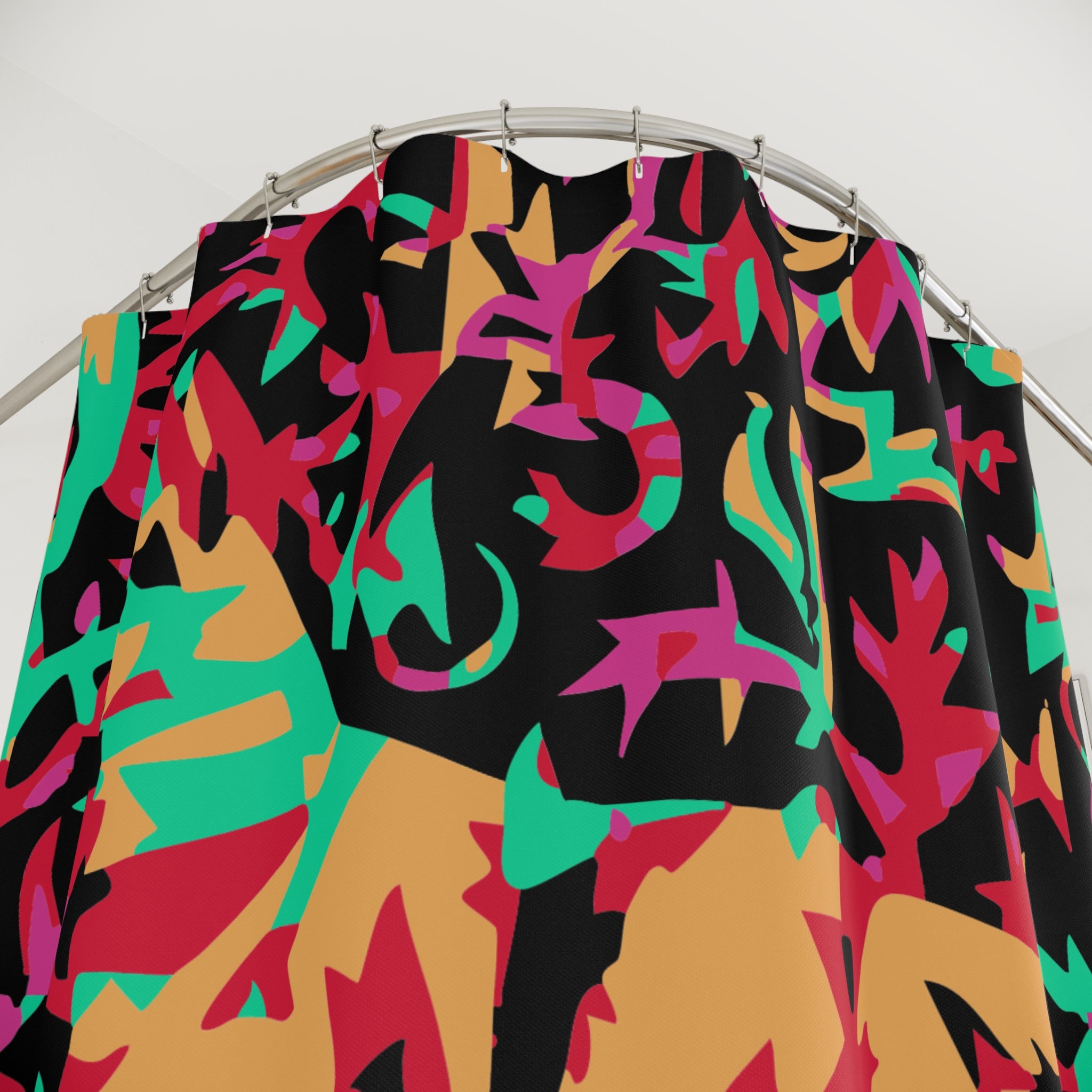 Abstract Camouflage Dog Shower Curtain Gift: Playful Art for Canine-Loving Homes