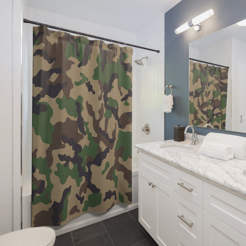 Classic Woodland Camo Shower Curtain: Gift for a Rugged, Timeless Look