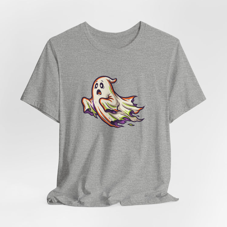 Wavy Ghost Glide Halloween T-shirt in athletic-heather – original NewGiftDay design
