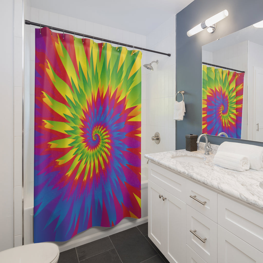 Psychedelic Tie-Dye Spiral Shower Curtain Gift: Groovy Vibes for Boho Homes