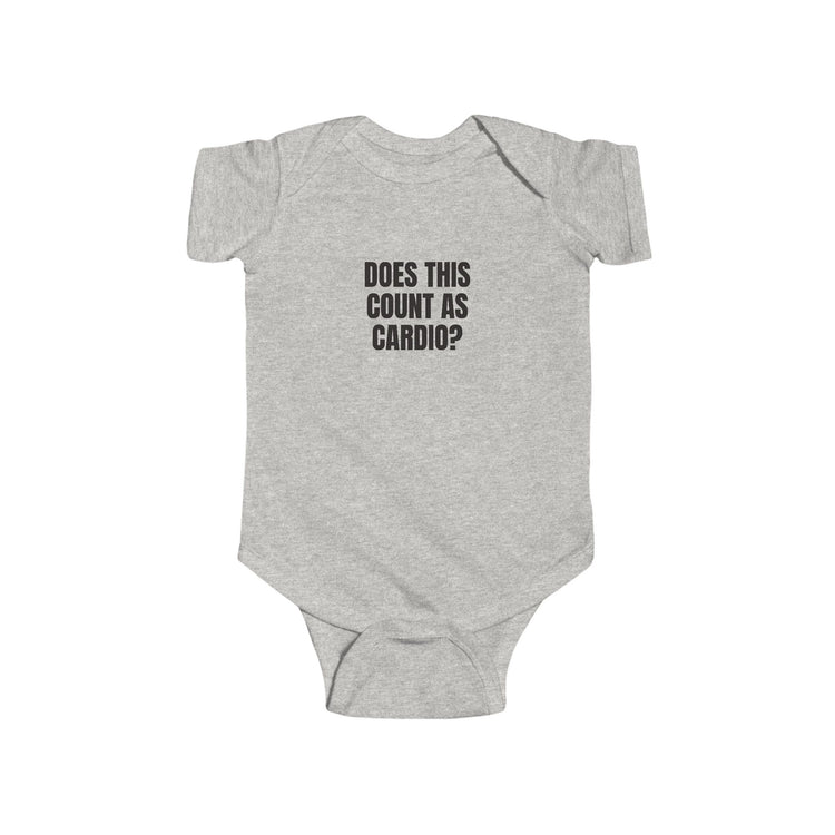 Does This Count as Cardio Printed for Tiny Giggles baby bodysuit in ash – original NewGiftDay design