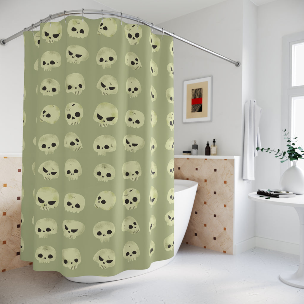 Quirky Cartoon Skull Pattern Shower Curtain Gift: Playful Spooky for Unique Homes
