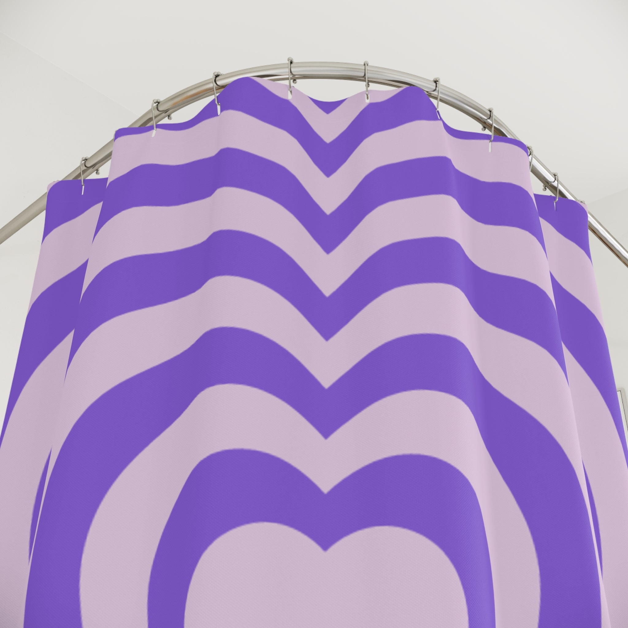 Psychedelic Wavy Heart Shower Curtain Gift: Groovy Love for Playful Homes