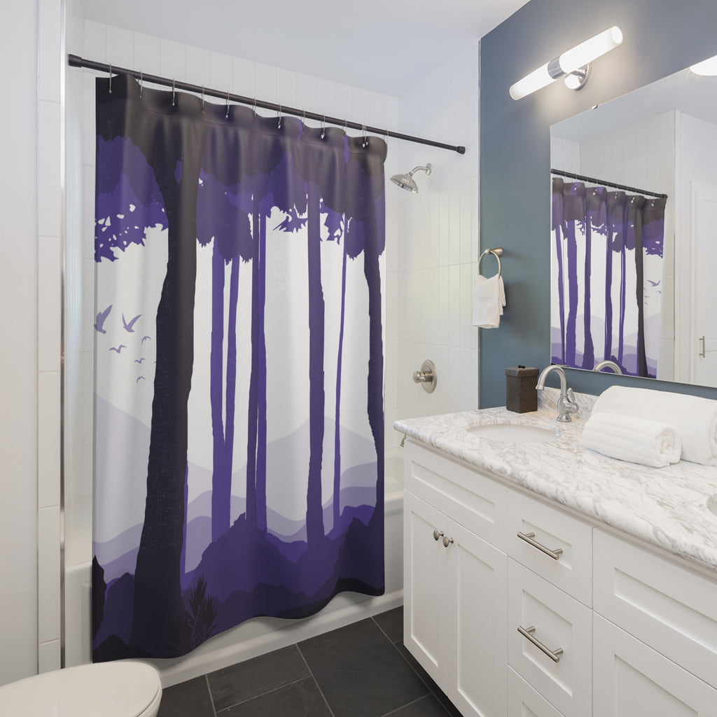 Hand-Drawn Purple Zen Shower Curtain Gift: Organic Minimalist for Mindful Homes