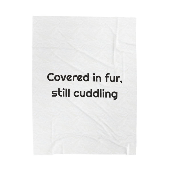 Covered in fur, still cuddling Velveteen Plush Throw Blanket for Snuggle Nights design