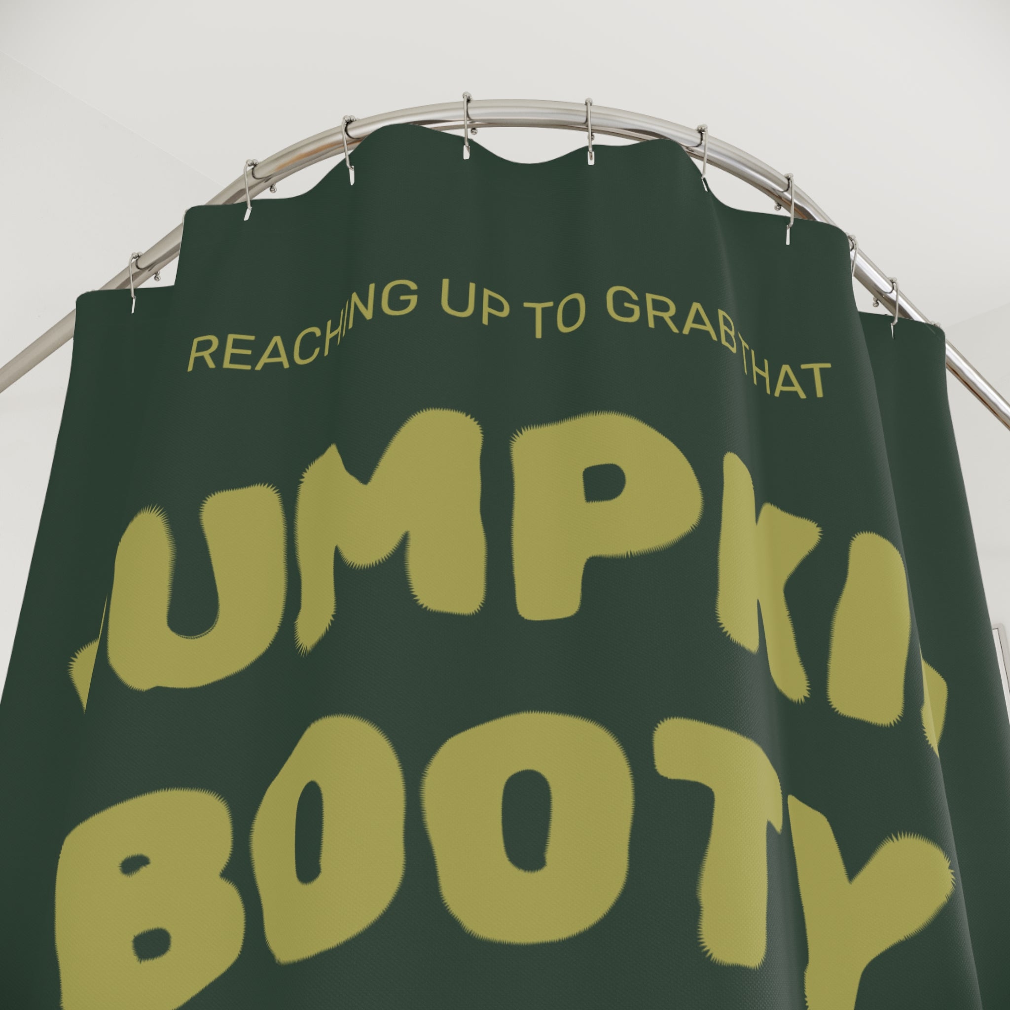 "Pumpkin Booty" Zombie Hand Shower Curtain Gift: Humorous Horror for Cheeky Homes