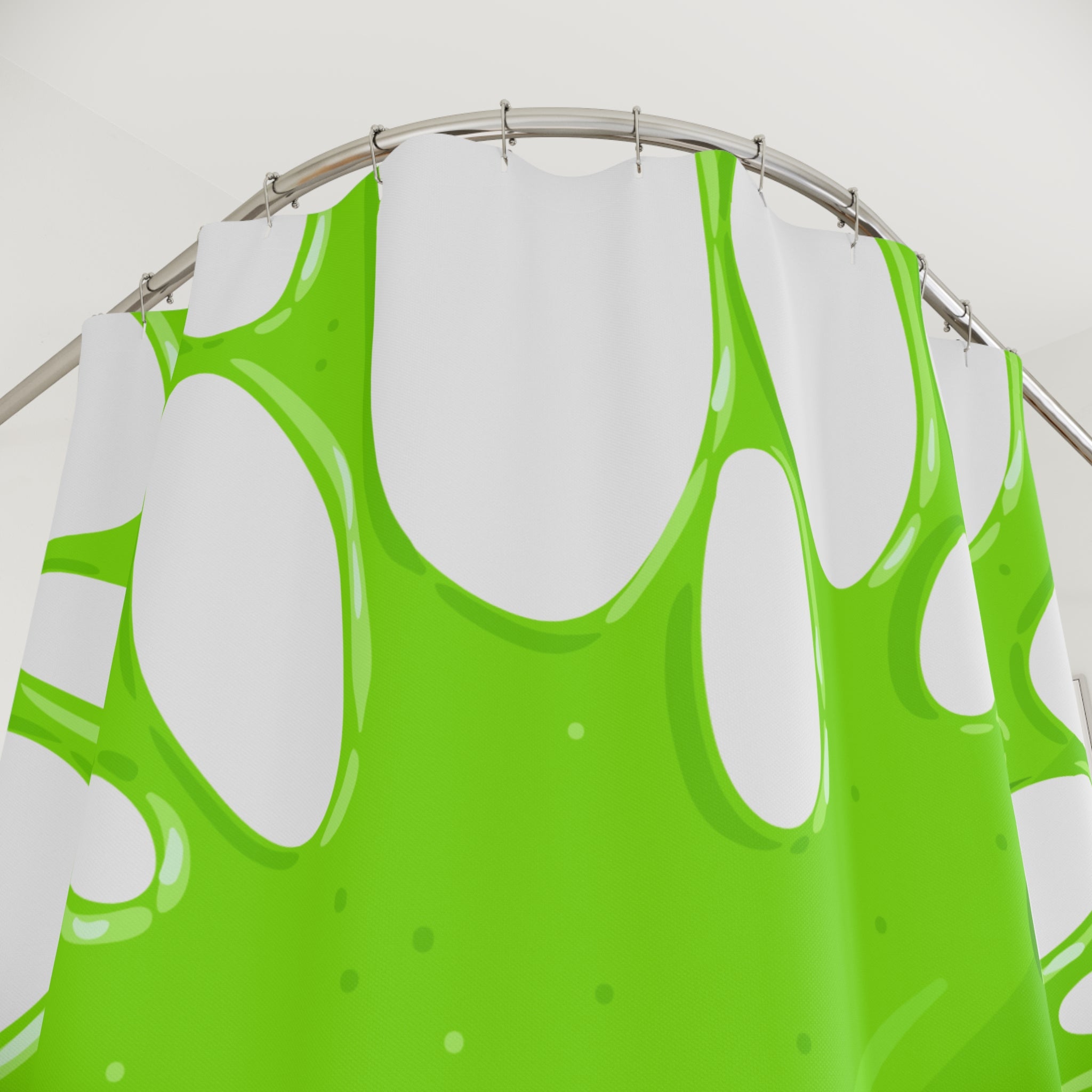 Vibrant Green Slime Splatter Shower Curtain Gift: Quirky Fun for Playful Homes
