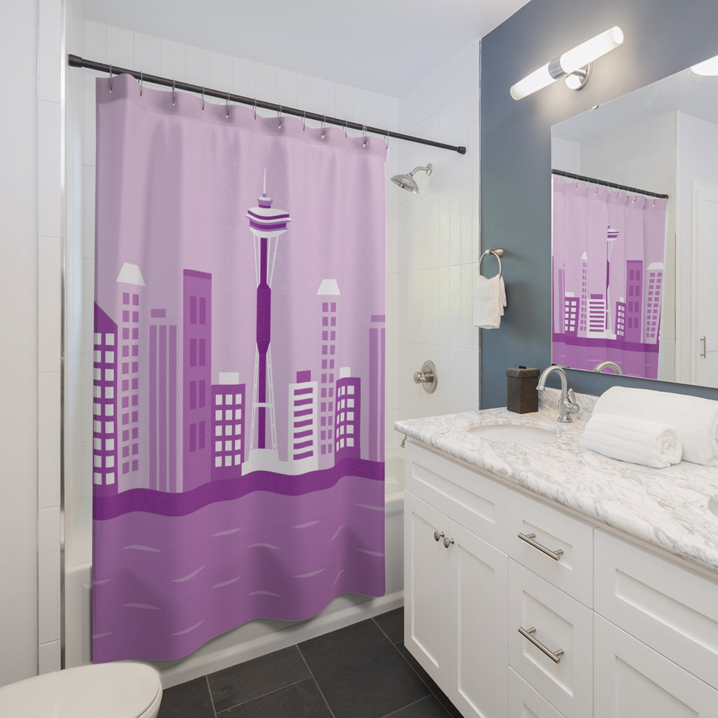 Seattle Cityscape Skyline Shower Curtain Gift: Modern Urban Art for PNW Lovers