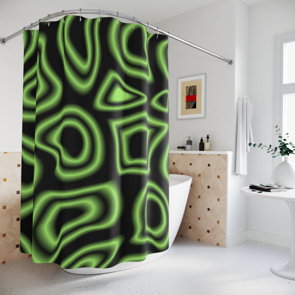 Neon Green Aura Abstract Shower Curtain Gift: Electric Style for Futuristic Homes