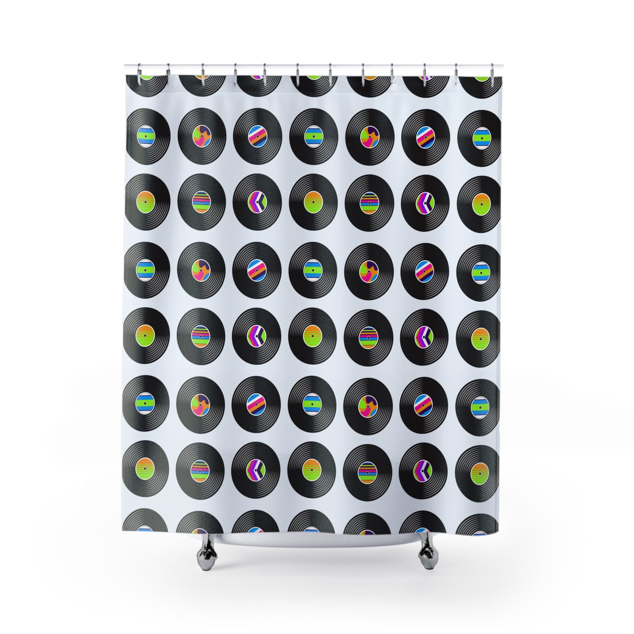 Retro Vinyl Record Pattern Shower Curtain Gift: Music Lover's Dream for Energetic Homes