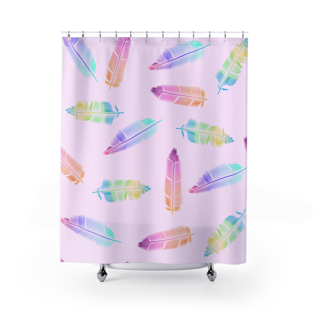 Ethereal Pastel Feather Pattern Shower Curtain Gift: Dreamy Boho for Serene Homes