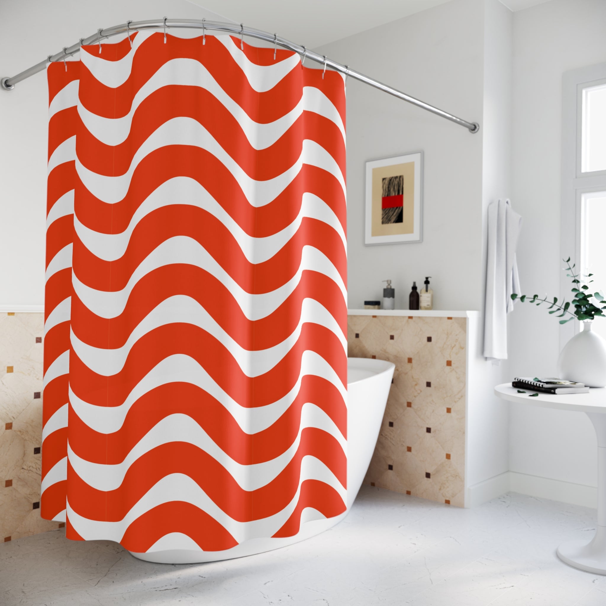 Classic Wavy Stripe Shower Curtain Gift: Retro Rhythm for Dynamic Homes