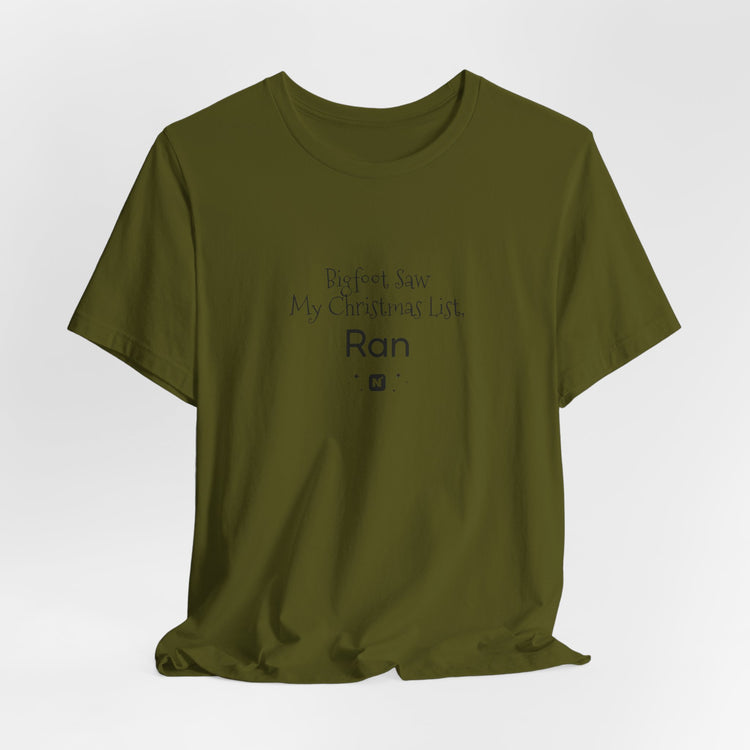 Bigfoot Christmas List T-shirt in aqua – original NewGiftDay design