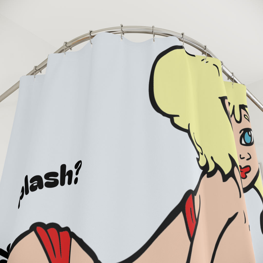 "Ready to Make a Splash?" Pin-Up Shower Curtain Gift: Edgy Humor for Bold Spaces