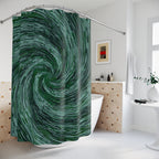 Abstract Green Swirly Pattern Temple Shower Curtain