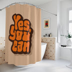 "Yes, You Can" Slogan Shower Curtain Gift: Retro Motivation for Dreamers