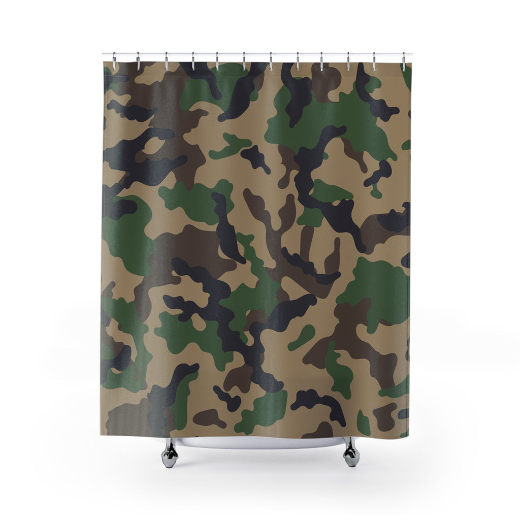 Classic Woodland Camo Shower Curtain: Gift for a Rugged, Timeless Look