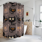 Whimsical Black Cat Pattern Shower Curtain Gift: Cozy Feline Charm for Pet Lovers