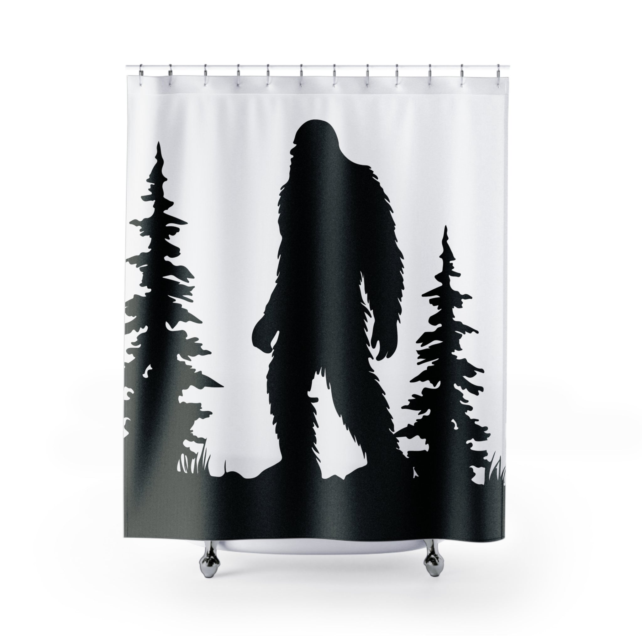 Bigfoot Sasquatch Silhouette Shower Curtain Gift: Wilderness Mystery for Cabin Homes