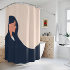 "Flowing Grace" Minimalist Woman Shower Curtain Gift: Serene Art for Contemplative Spaces